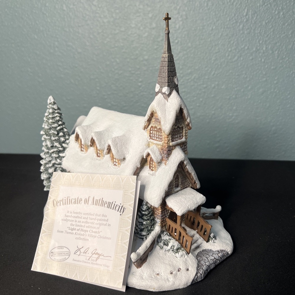 Vintage 2000 THOMAS KINKADE  HAWTHORNE VILLAGE Light of Hope Church  #J2900